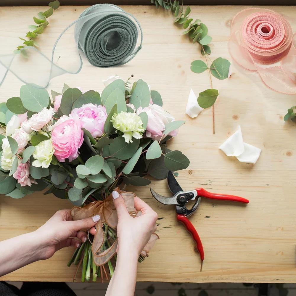 10Yards/Roll Sheer Chiffon Ribbon Organza Satin Ribbons For Gift Wrapping Decoration Wedding Bouquets Wreath Sewing Supplies