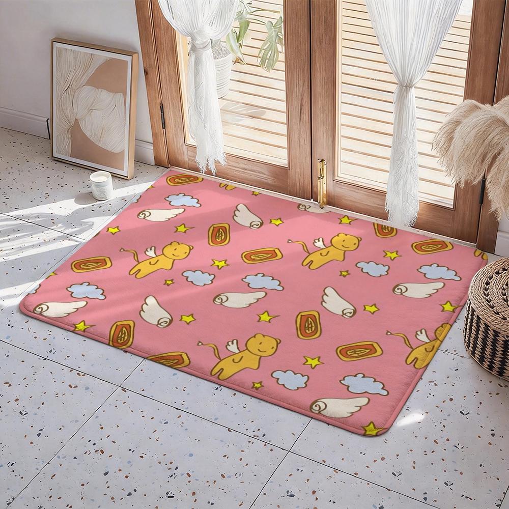 C Cardcaptor S Sakura Cartoon Floor Mat Eco Flannel Doormat Non Slip Odorless Indoor Floor Rug Soft Short Plush Home Mat