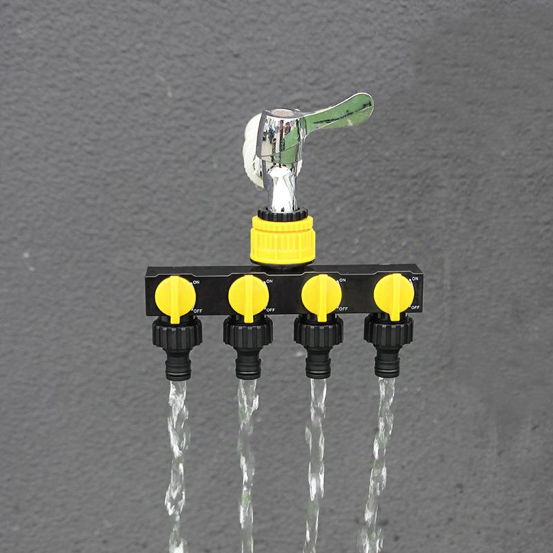 Garden Hose Pipe Splitter 4-Way Faucet Diverter Tap Hose Connector Splitter Four Independent Switches For Home Lawn Irrigation