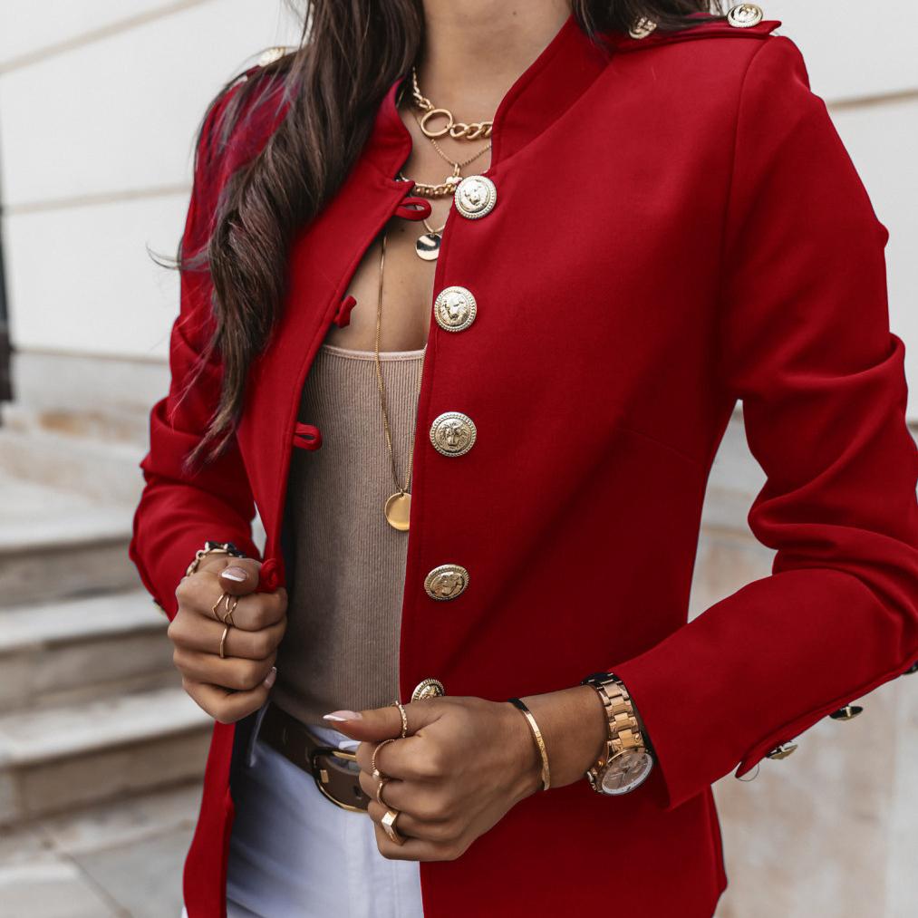 Dámské Bundy Podzimní Vintage Ležérní Pracovní Outwear Dámské Streetwear Chaqueta Dlouhý rukáv Jednobarevné Slim Fit Kabáty