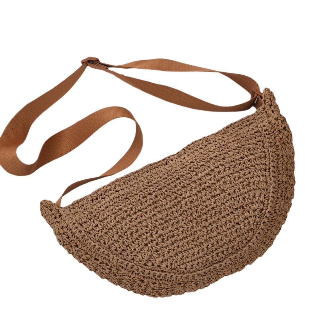 Forest Lazy Style Crossbody Bag Bohemian Handmade Grass Woven Bag Leisure Vacation Beach Women's Woven Dumpling Handbag New