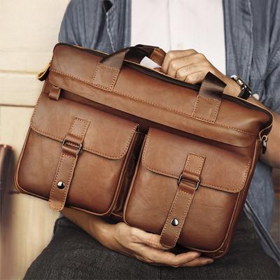 Computer Handtasche Retro Echtleder Crossbody Umhängetasche Herren Aktentasche Business Herrentasche