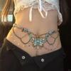 Rhinestones Waist Belt Stylish Multilayer Butterfly Waist Chain Elaborate Chain Belly Chain for Belly Dance Waist Chain
