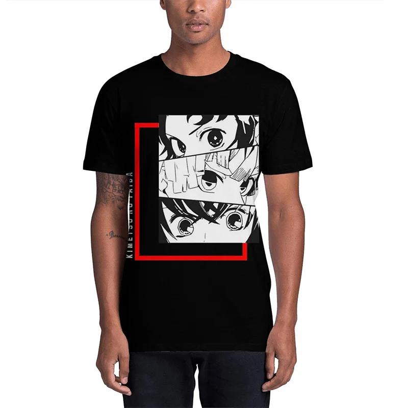 2025 Demon Slayer Men's and Women's T-shirt with Anime Print Short Sleeve Retro Gothic 100% Cotton Y2K Street Clothing