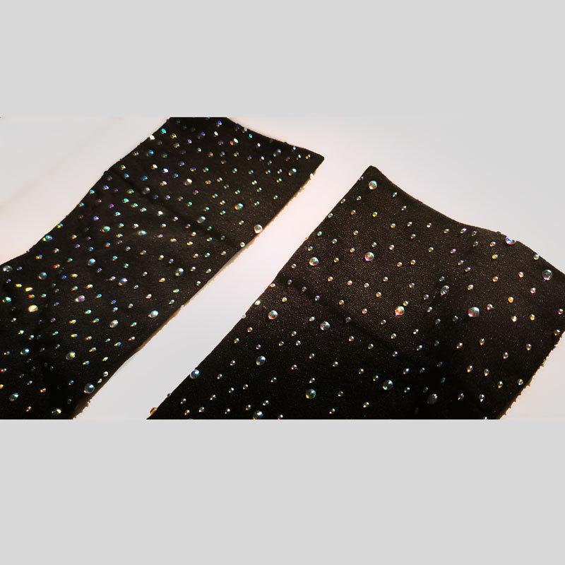 European & American Style Autumn Over-the-Knee Shiny Rhinestone Long Socks for Women - Medium Thick, Black & White