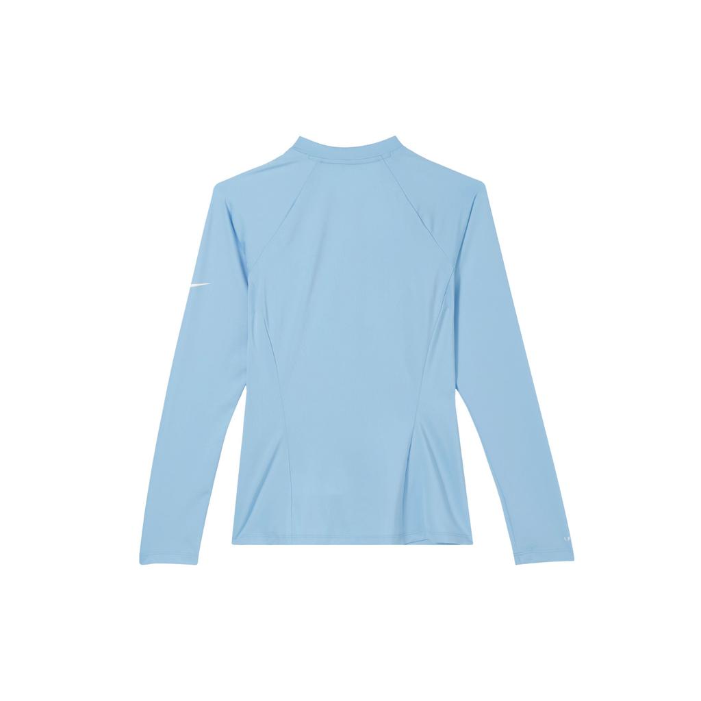 Nike Swim Letter Print Outdoor Casual Sports Zip Collar Long Sleeve Breathable UV Protection Sun Protection Women Tops Water-Blue FZ6336-407
