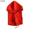 2025 Unisex Knitted Head Hood Faux Cashmere Hooded Neck Collar Cap Head Drawstring Thick Beanie Men Women Adjustable Elastic Hat