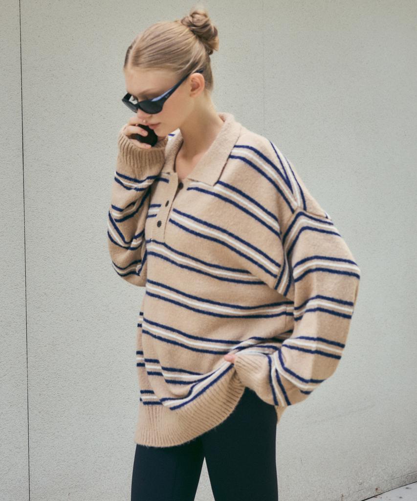 CITTA Wool Mohair Stripe Long Sleeve Knit_Ctk235(4Color)