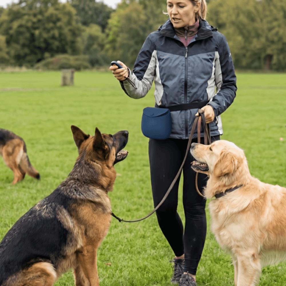 Magnetic Closure Silicone Dog Training Treat Pouch Waterproof with Belt Clip Dog Training Waist Bag Stain-resistant Solid Color