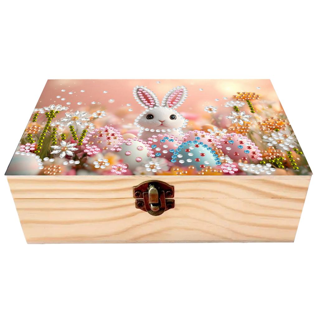 5D DIY Diamond Art Wooden Rhinestones Decorative Storage Box Crystal Storage Case Kit for Home Car Desk Decoration Craft