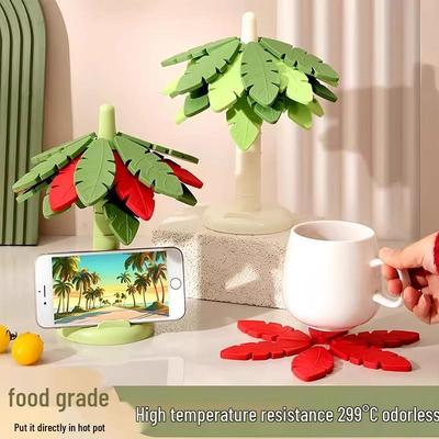 Stylish Leaf Coaster: Heat-Resistant, Foldable, Anti-Scald Mat for Casseroles, Pots, Bowls & Cups