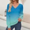 Women's Tops Floral Print Long Sleeve Shirt V Neck Casual Loose Tee Autumn Clothing