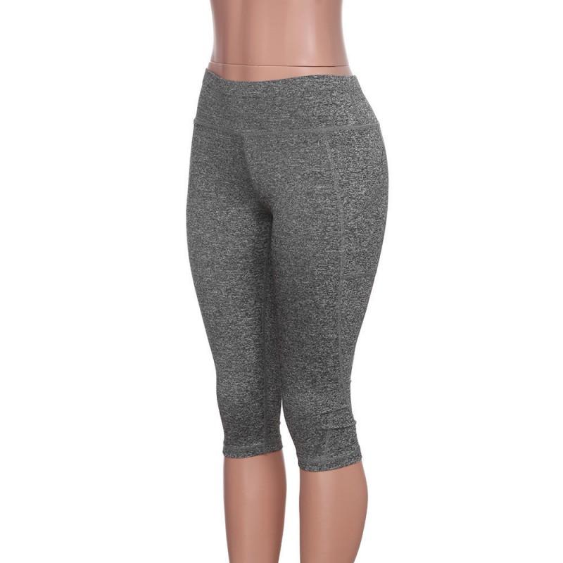 Womens High-Waisted Cross-Leg Capri Yoga Pants With Side Pockets Stretchy Fitness Leggings Gym Workout Running