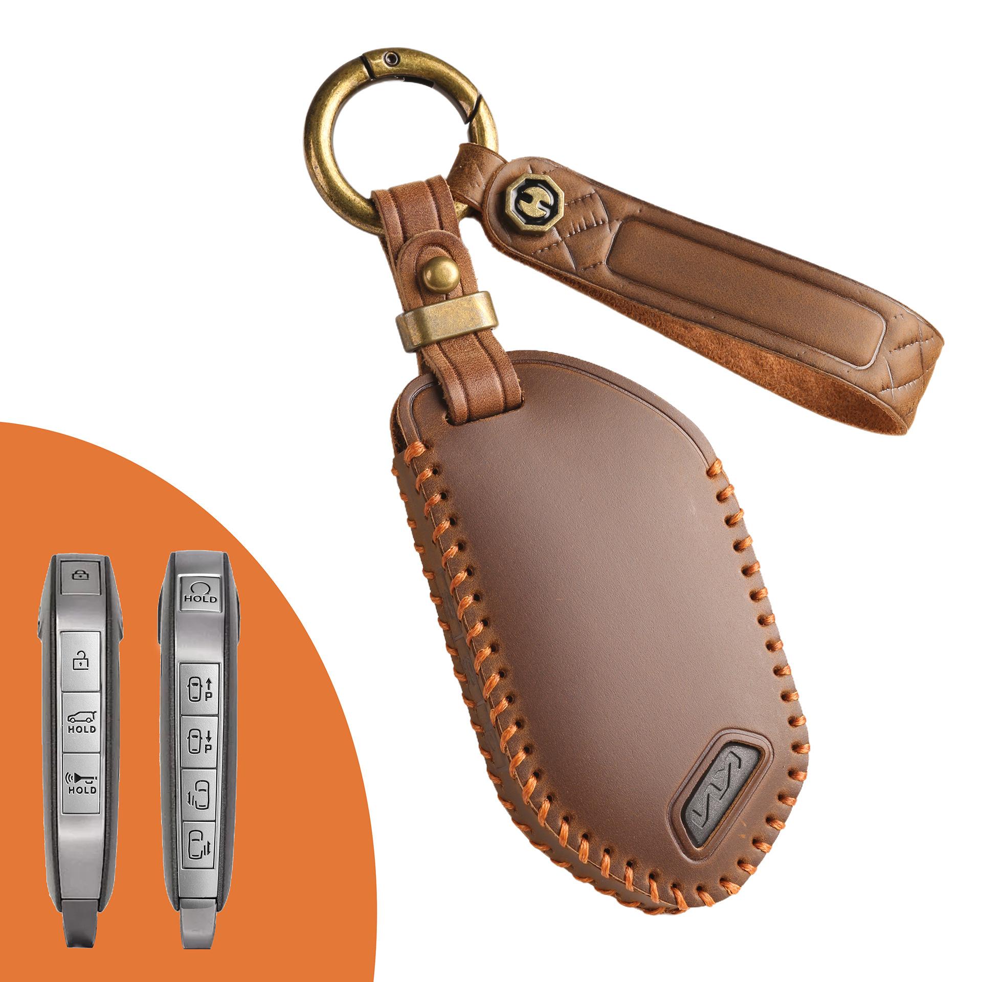 

Специальный чехол для ключа подходит для нового автомобиля Kia KIA 2024 года, защитный чехол-сумка для ключа, кожа.