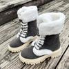 Europe and The United States Winter New Thick-soled Velvet Thickened Snow Boots Women's Foreign Trade Large-size Warm Towel Medium Boots Cotton Shoes