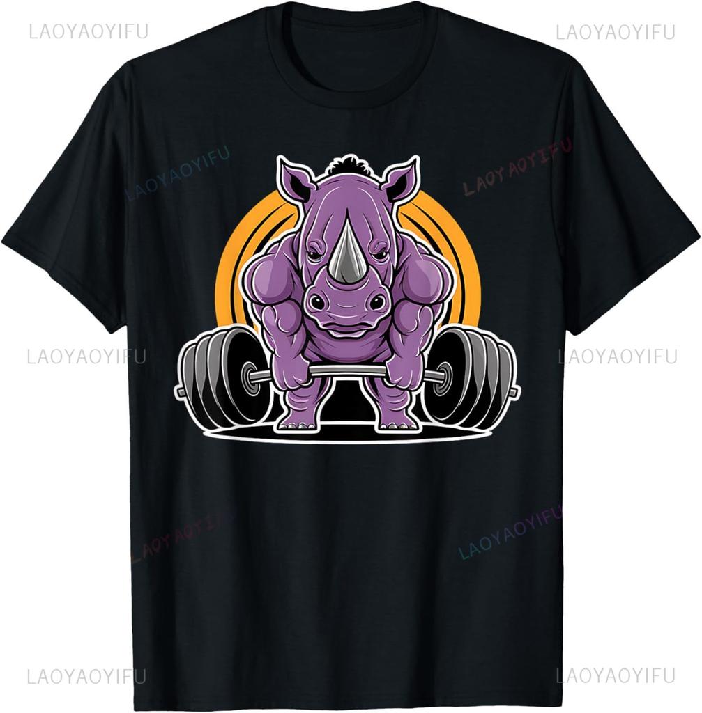 Rhinoceros Weightlifting Powerlifting Gym Rhino for Fitness T-Shirt  Streetwear  Graphic T Shirts  Men Clothing  Camiseta Hombre