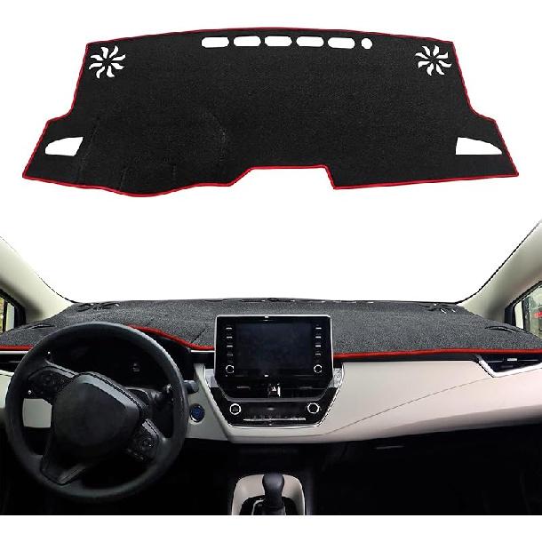 For Toyota Corolla Accessories -   2024 2025 Dash Cover, Dashboard Cover Mat For Corolla -2025 Non-Slip Sunshield Protector Dash Cover Mat, Red Edge