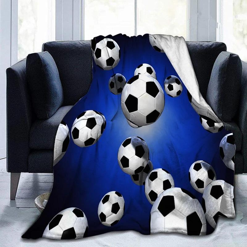 Football Theme Blanket Boy Athlete Flannel Blanket Soft Warm Gift Blanket Living Room Lunch Break Blanket