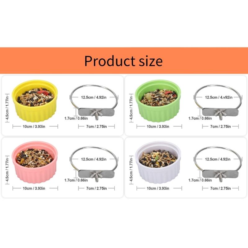 Detachable Bird Feeding Dish Cup,Bird Cage Water Bowl,Parrot Food Bowl with Clamps Holders Birdcages Coops Water Feeders