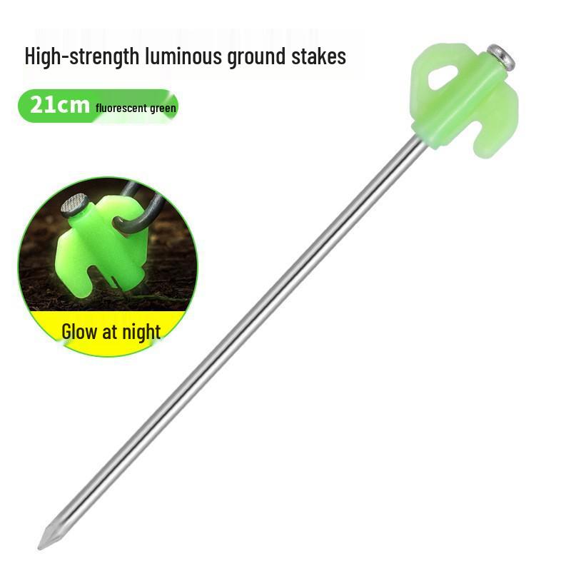 21cm Luminous Windproof Camping Pegs: Portable Tent Ground Stakes in Steel