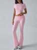 Diyun Women's Casual Solid Color Slim Short-Sleeved Long Pants Suit for Spring/Summer 2025