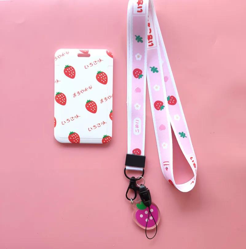 Damen Herren Kreditkartenhülle Hülle Früchte Avocado Erdbeere Lanyard Ausweis Ausweishalter Nackenband Handy-Halsbänder