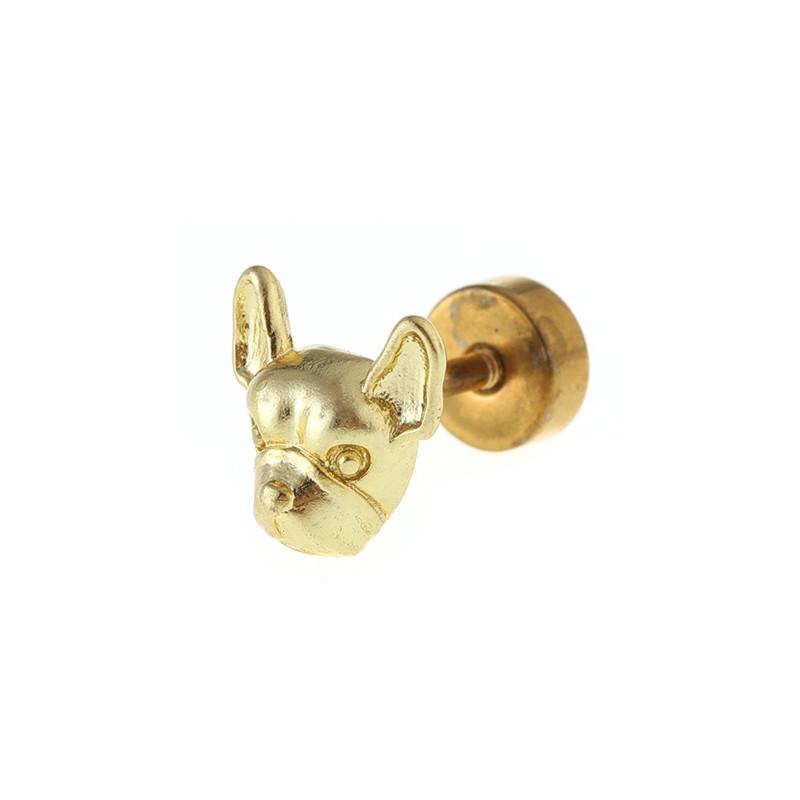 Cute Chihuahua Stainless Steel Mini Earrings Fashion Dog Barbell Style Screw Stud Ear Jewelry Party Gifts For Women Girls