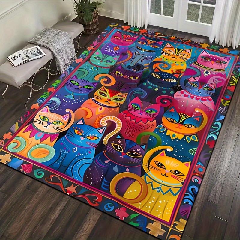 

Golden Diamond Velvet Dot Plush Multicolor Cat Themed Area Rug Machine Washable Soft Thick Kitchen Living Room Bedroom 50x80cm20x31in