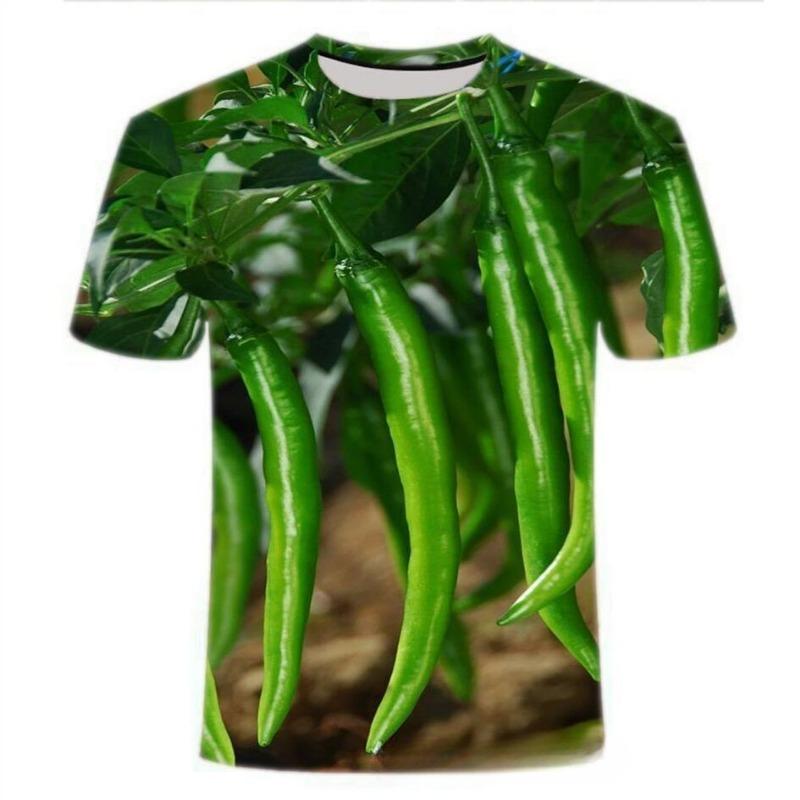 3D Digital Printed T-shirt with Vegetable Pattern Loose Round Neck Short Sleeved Men's T-shirt