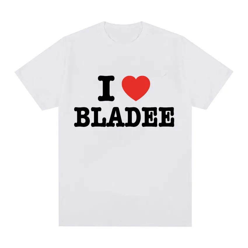 I Love Bladee Drain Gang Print T-shirt Summer Men's and Women's Clothing Summer Pure Cotton 100% Printed T-shirt