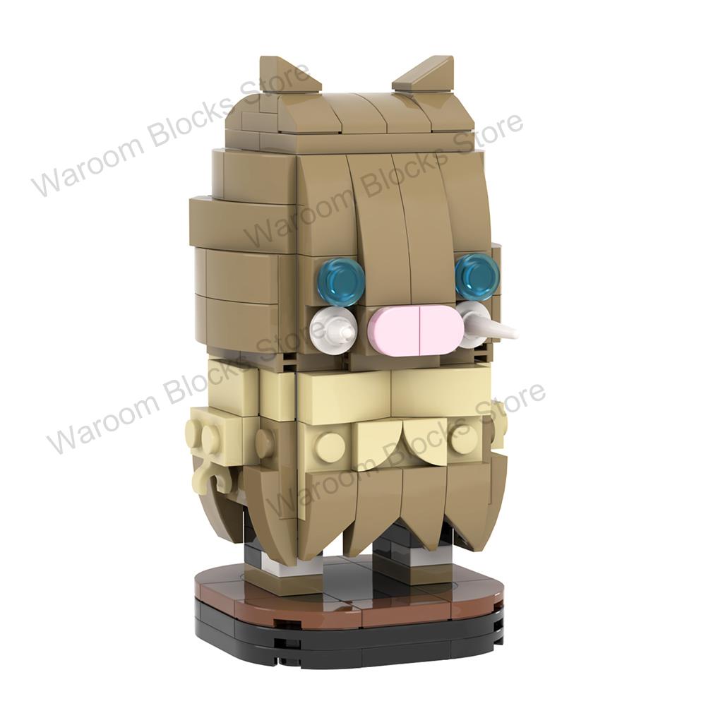 MOC Demon Bricks Anime Figure Slayer Head Tanjirou Mitsuri Inosuke Building Blocks Friends Gift Toys For Children Adult 3D Medol