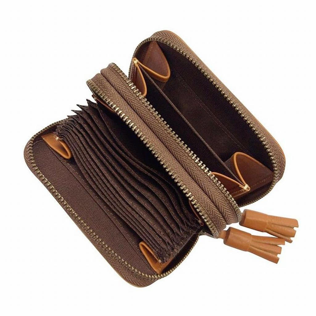 [WACHIFIELD] Dayan the Cat, Easy To Use, Double-Sided Card and Coin Purse, Genuine Leather, Double Coin Purse, Czech Step