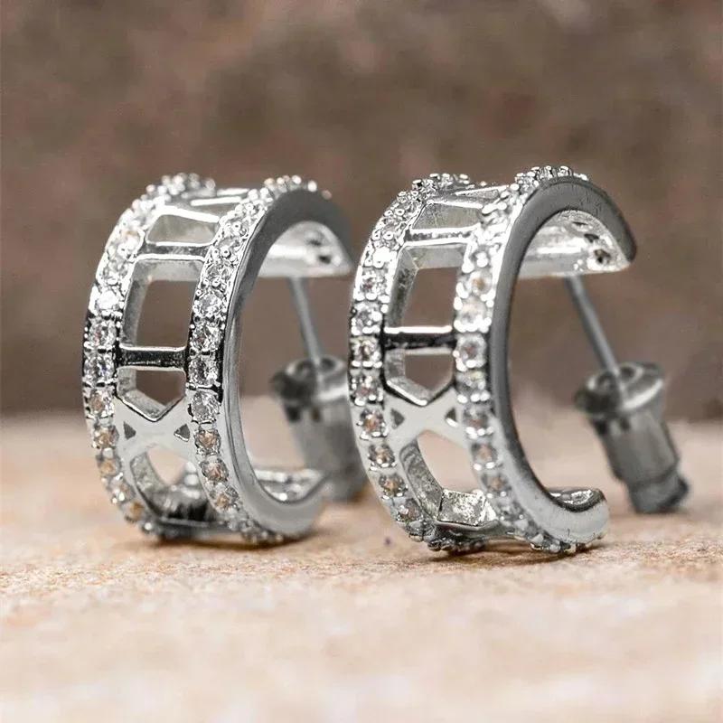 

Hollow Hoop Earrings for Women Copper Color/Gold Color Modern Fashion Lady s Ear Daily Wear New Trendy Zircon