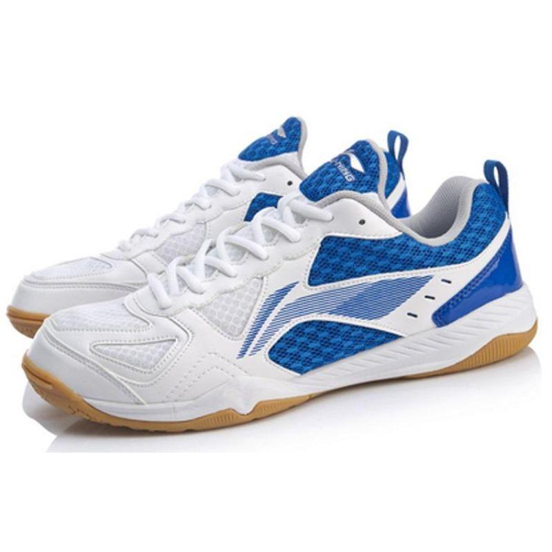 Li-Ning Mens Low Top Table Tennis Shoes White Blue Cushion Anti Slip Wear Resistant APTP001-1