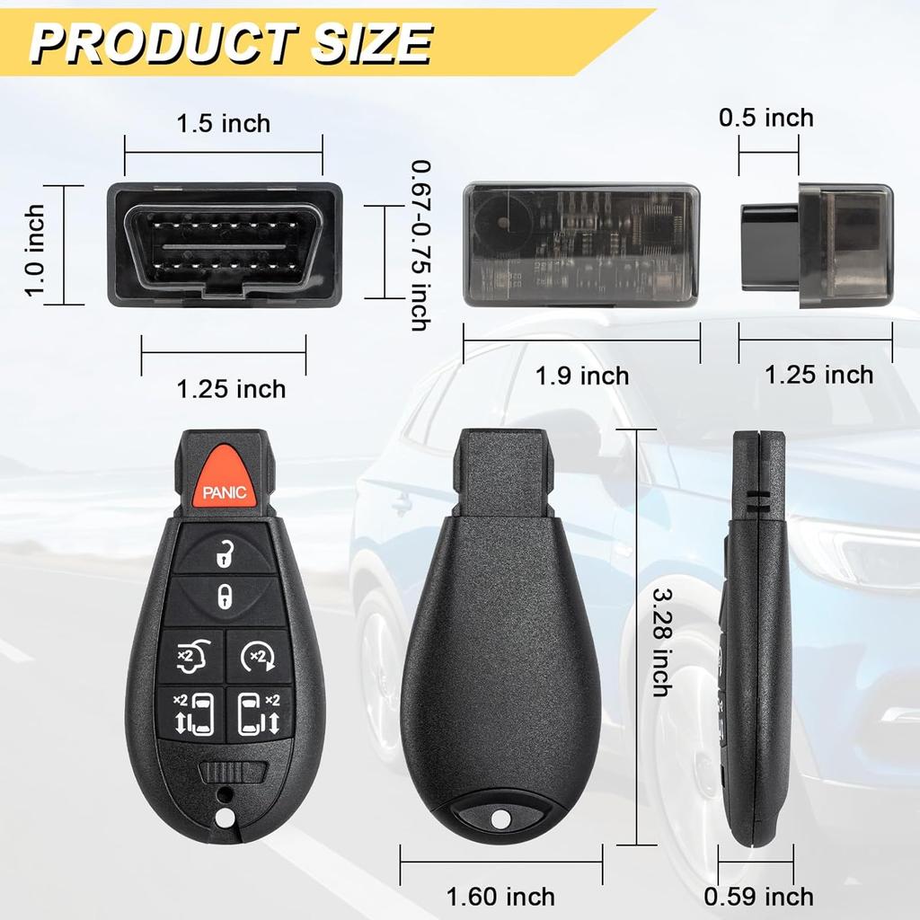 Key Fob Replacement For 2008-2016 Chrysler Town Country & Dodge Grand Caravan Car Keyless Entry Remote Control, M3N5WY783X IYZ-C01C, 7 Buttons
