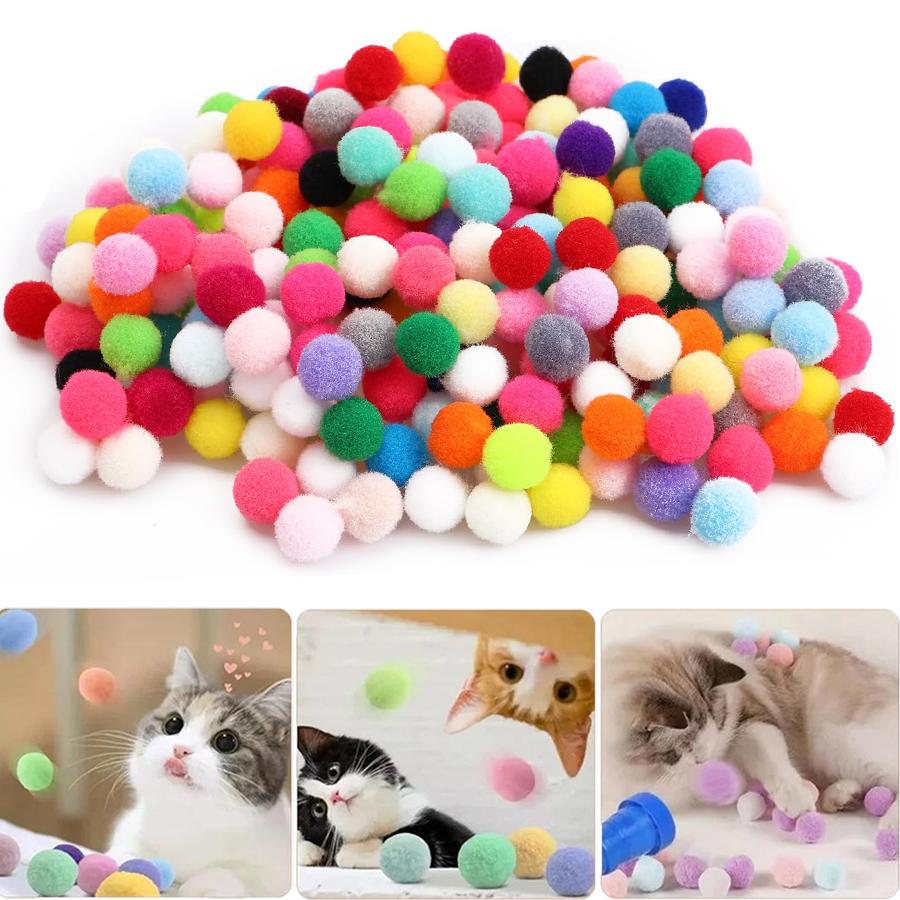300pcs Fluffy Pom Poms Pet Cat Toys DIY Felt Craft Handmade Sewing Tool Home Decor for Hair Doll Greeting Cards Accessories XJM
