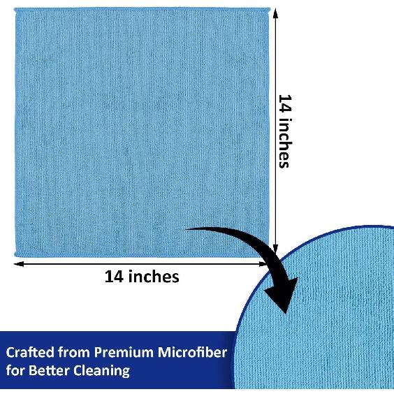 Microfiber Cleaning Cloths (12-Pack), 14" X 14", Ultra Absorbent, Lint-Free, Streak-Free, Reusable, Ideal For Car, Kitchen, Window, And Household