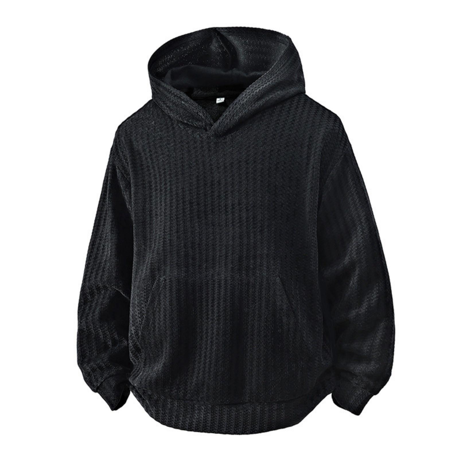 

Men s Casual Striped Printed Versatile Hoodie, Long-sleeved Hooded Pullover Hoodie M чёрный