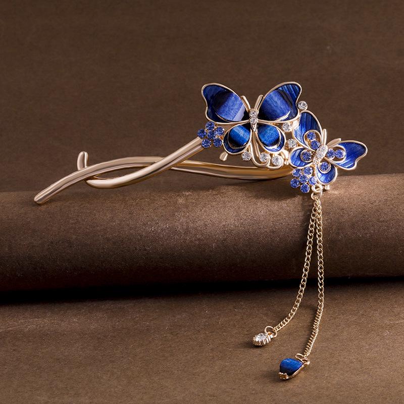 Elegant Chinese-Inspired Butterfly Tassel Hair Clip for Women