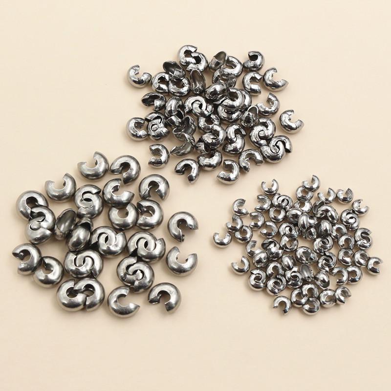 50 Pcs Stainless Steel Crescent Buckle Positioning Beads for Bracelets