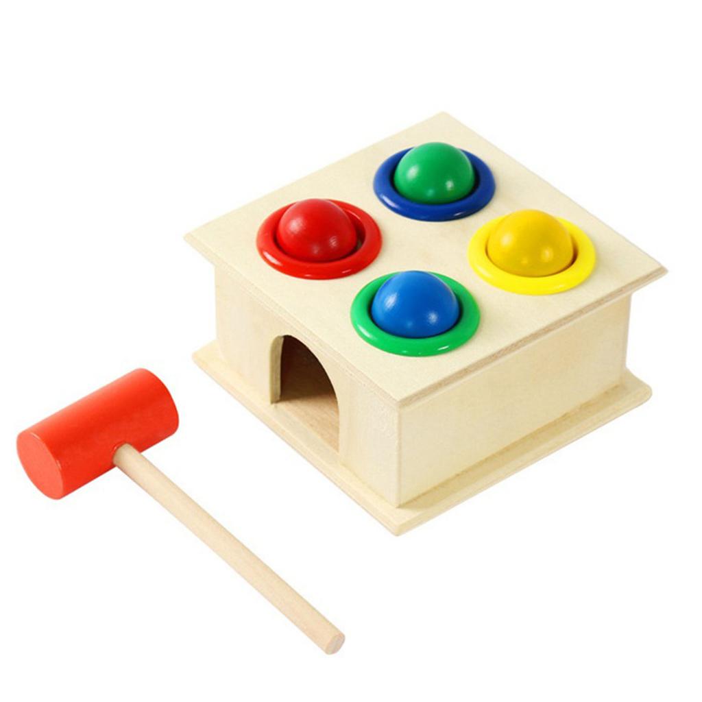 Wooden Ball Hammer Toy Early Educational Hand Eye Coordination Training Smooth Surface for Baby