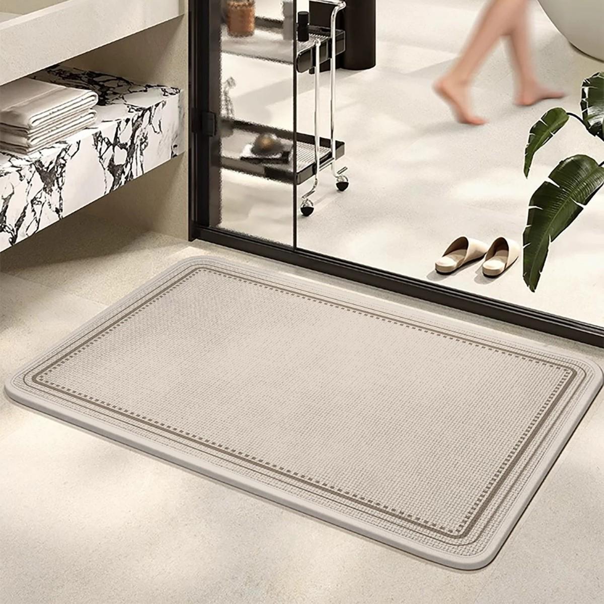 Colorful Checkered Diatomaceous Earth Bath Mat - Absorbent, Non-Slip Entrance Rug 40*60cm