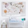 Cartoon Ocean Animal World Map Wall Art Canvas Painting Nordic Posters And Prints Nursery Wall Pictures For Kids Room Decoration