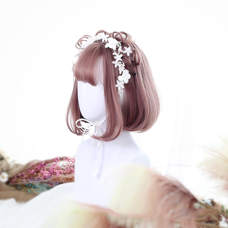 Donna Frangia Capelli Corti Capelli Ricci Uso Quotidiano Capelli Sintetici Lolita