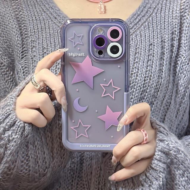 

Ins Stars Moon Purple Стенд-держатель в виде ракушки для Iphone 13 12 11 Promax 14 Pro Max Мягкий силиконовый милый мультяшный крутой чехол для телефона Conque for iphone 11