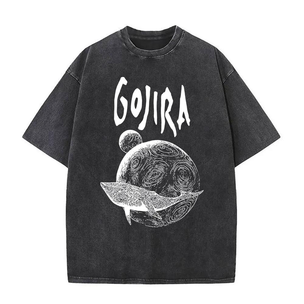 Washed Vintage Metal Band Gojira Magma Music Album Graphic T-shirt Men Women Clothing Gothic Rock Oversized Tshirt Short Sleeve