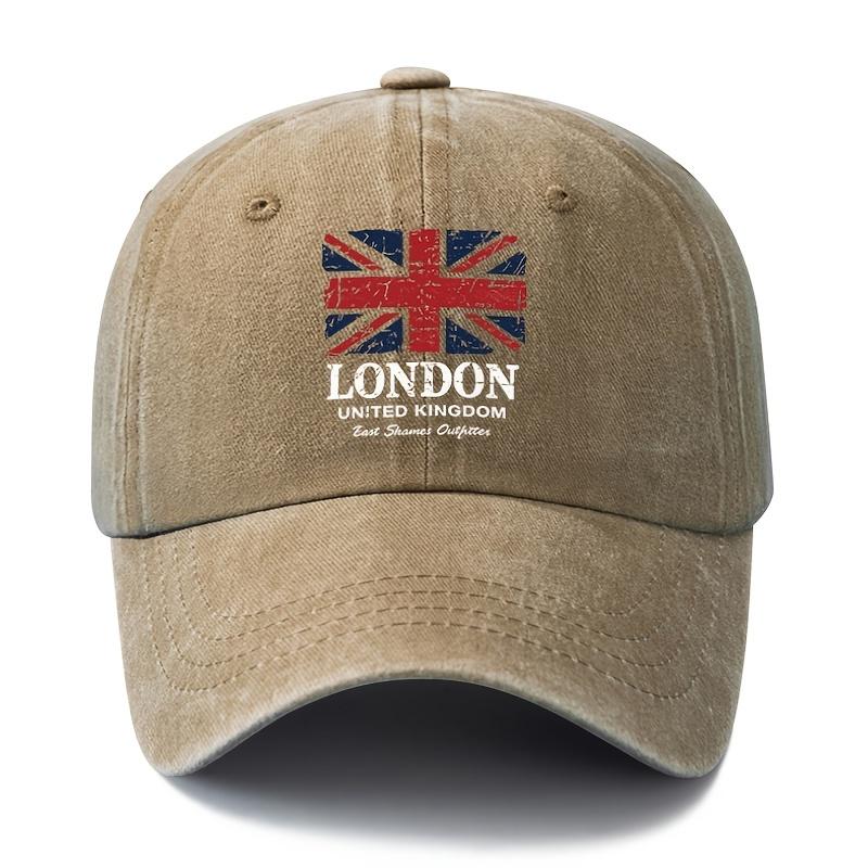 Unisex Fashion Versatile Printed LONDON Baseball Cap Classic Vintage Washed Outdoor Lightweight Curved Brim Hat Trucker Cap S