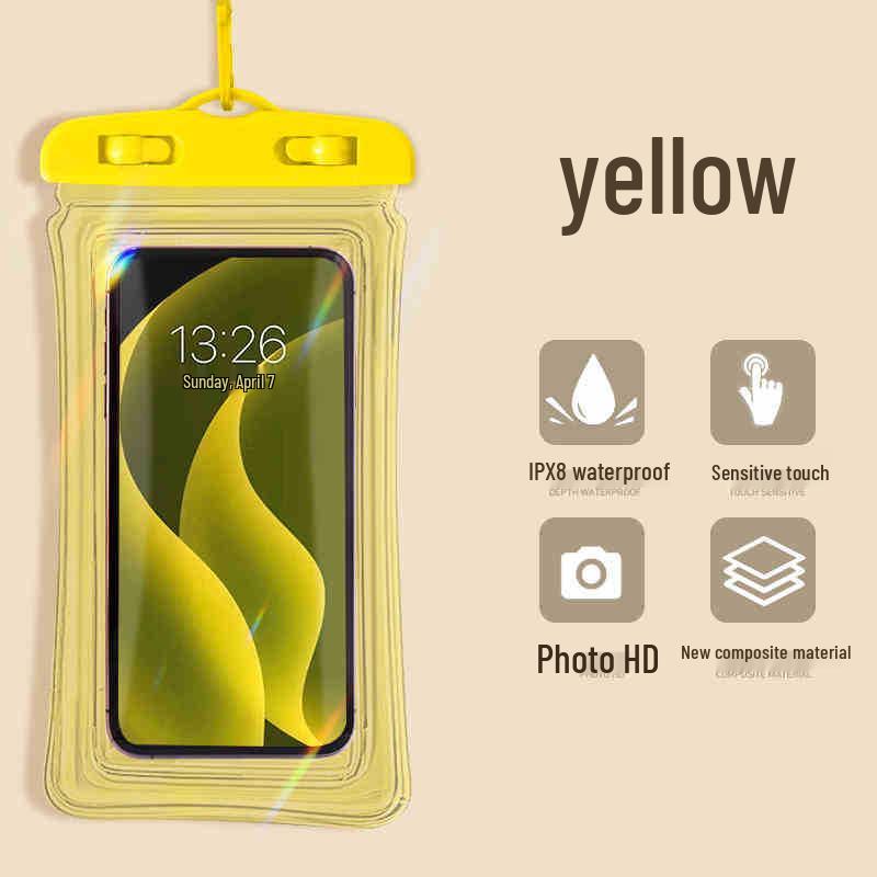 Waterproof Floating Phone Pouch with Airbag, Touchscreen Compatible, Ideal for Swimming, Rafting, and Rainproof for Food Delivery Riders.