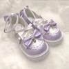 Fashion Lovely Girls Lolita Sweet Bowknots Platform Shoes,Students Cute Small Bell Heart Shaped Straps Flat Elevator Shoes Mary Janes