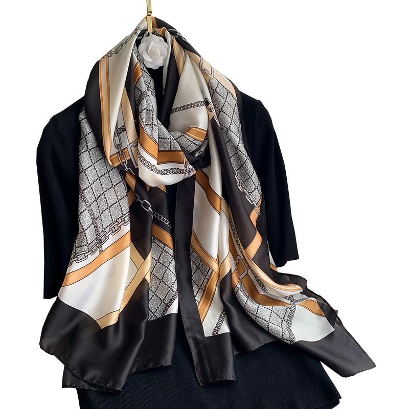 High-quality Luxurious Silk Scarves Headband Scarfs Neck Scarf For Women Chain Silk Scarf Women's Decorative Shawl